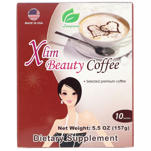 Longreen, Xlim Beauty, кофе, 10 пакетиков, 157 г (5,5 унции)