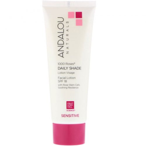 Andalou Naturals, 1000 Roses, Daily Shade, Facial Lotion SPF 18, Sensitive, 2.7 fl oz (80 ml)