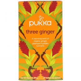 Pukka Herbs, Three Ginger Tea, 20 Herbal Tea Sachets, 0.06 oz (1.8 g)