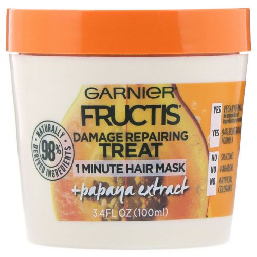 Garnier, Fructis, маска для восстановления поврежденных волос за 1 минуту, с экстрактом папайи, 100 мл