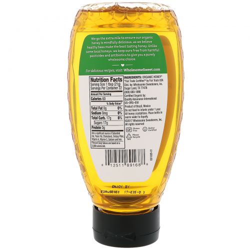 Wholesome Sweeteners, Inc., Organic, Raw Unfiltered White Honey, 16 oz (454 g)