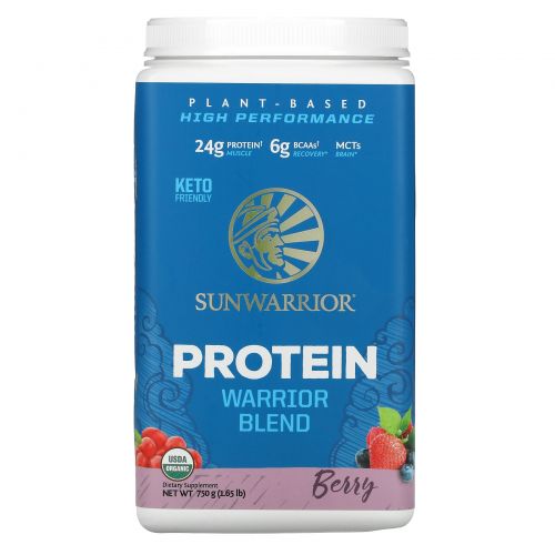 Sunwarrior, Warrior Blend, Plant-Based Organic Protein, Berry , 1.65 lb (750 g)