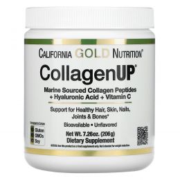 California Gold Nutrition, CollagenUP™ 5000, Marine-Sourced Collagen Peptides + Hyaluronic Acid & Vitamin C, 7,195 унций (204 г)