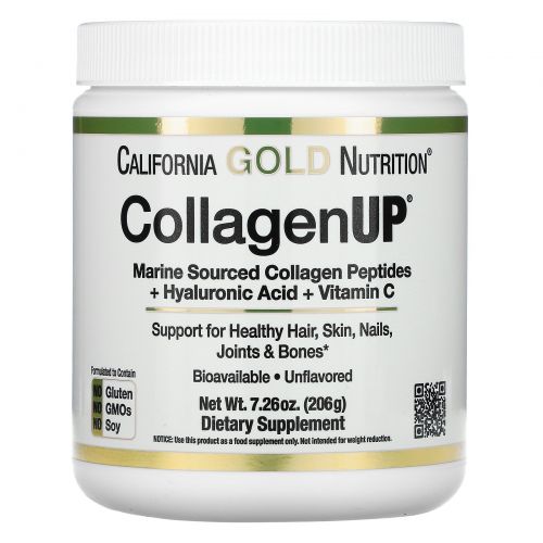 California Gold Nutrition, CollagenUP™ 5000, Marine-Sourced Collagen Peptides + Hyaluronic Acid & Vitamin C, 7,195 унций (204 г)