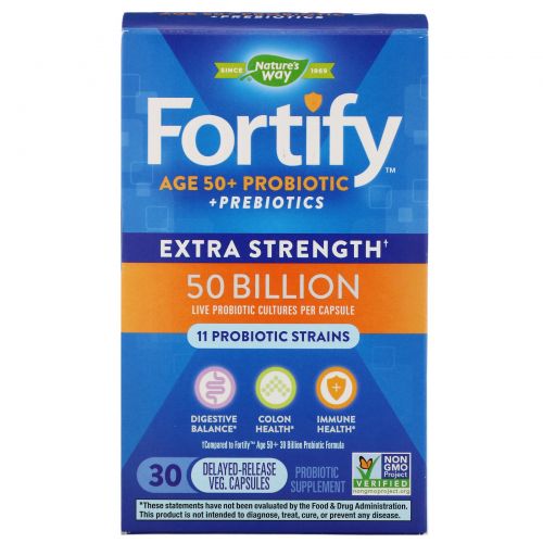 Nature's Way, Primadophilus, Fortify, Age 50+ Probiotic, Extra Strength, 30 Vegetarian Capsules