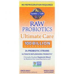 Garden of Life, Raw Probiotics Ultimate Care, 30 вегетарианских капсул