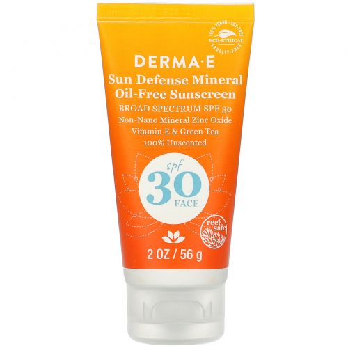 Derma E, Натуральный минеральный солнцезащитный крем, Sun Care, 30 фактор, 2 унции (56 г)