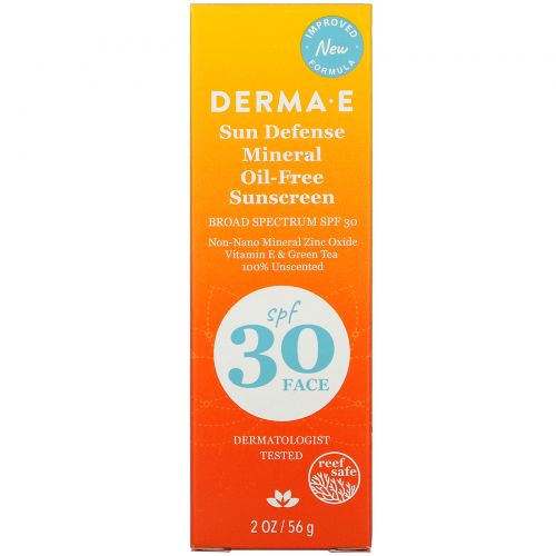 Derma E, Натуральный минеральный солнцезащитный крем, Sun Care, 30 фактор, 2 унции (56 г)