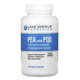 Lake Avenue Nutrition, ПЭА (пальмитоилэтаноламид) с PQQ, 90 растительных капсул