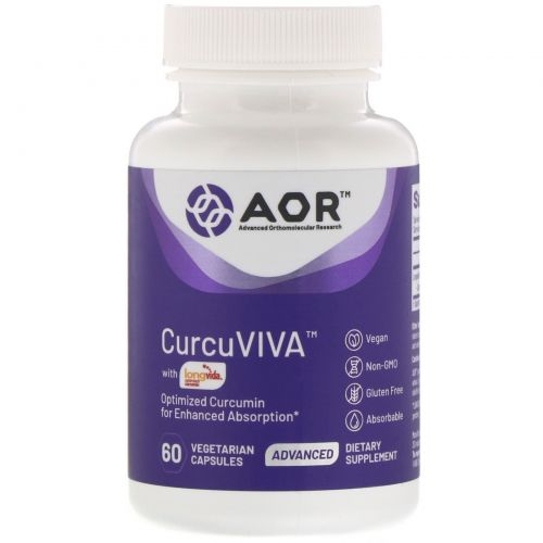 Advanced Orthomolecular Research AOR, CurcuViva, куркумин, 80 мг, 60 растительных капсул