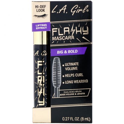 L.A. Girl, Тушь для ресниц Flashy, оттенок Jet Black, 8 мл