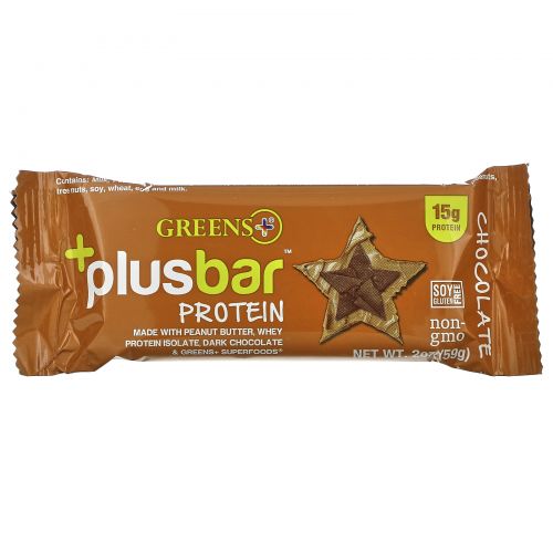 Greens Plus, Plusbar, протеины и шоколад, 12 батончиков по 59 г