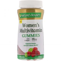 Nature's Bounty, Жевательные таблетки-мультивитамин для женщин, со вкусом малины, 50 мг, 90 жевательных таблеток