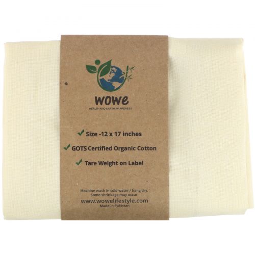 Wowe, Certified Organic Cotton Muslin Bag, 1 Bag, 12 in x17 in