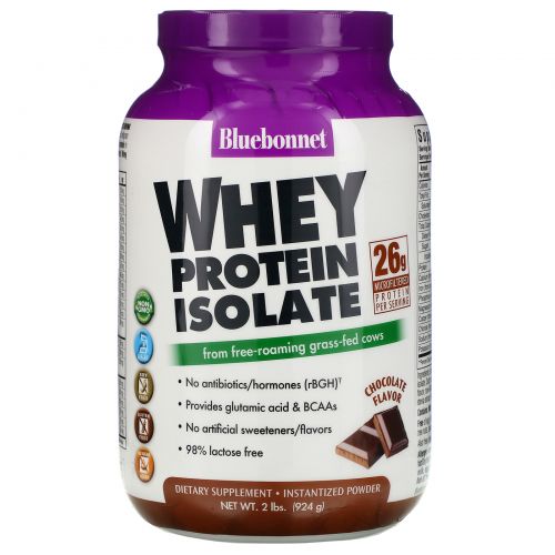 Bluebonnet Nutrition, Изолят сывороточного протеина, природный вкус шоколада, 2 фунта (924 г)