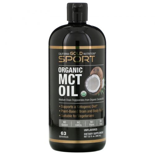 California Gold Nutrition, SPORTS, органическое масло MCT, неароматизированное, 946 мл (32 жидк. унции)