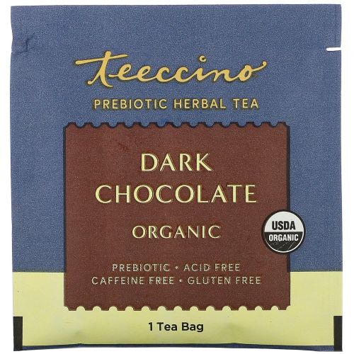 Teeccino, Prebiotic Herbal Tea, Organic Dark Chocolate, Caffeine Free , 10 Tea Bags, 2.12 oz (60 g)