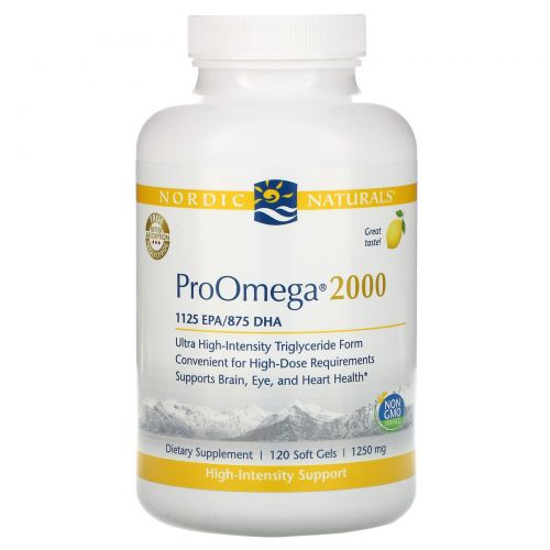 Nordic Naturals, ProOmega 2000, Lemon flavor, 1250 mg, 120 Soft Gels