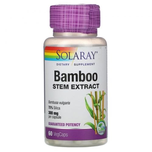 Solaray, Бамбук, экстракт, 300 мг, 60 вегетарианских капсул