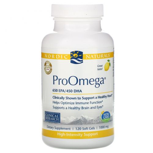 Nordic Naturals Professional, "ПроОмега", пищевая добавка с омега-3, с лимонным вкусом, 1000 мг, 120 мягких желатиновых капсул с жидкостью