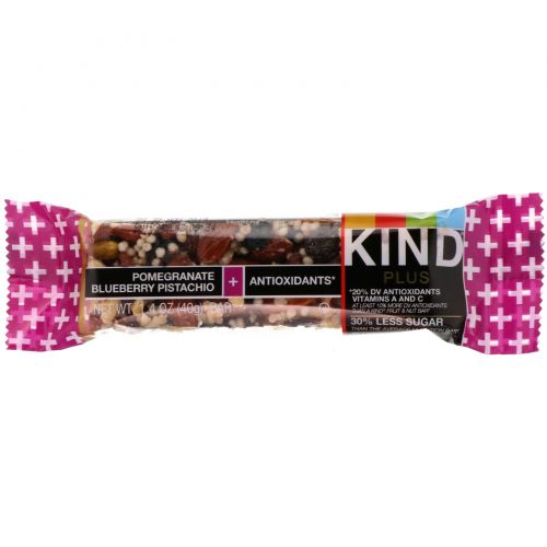 KIND Bars, Батончики Plus, гранат, фисташки, черника + антиоксиданты, 12 батончиков, 1,4 унции (40 г) каждый