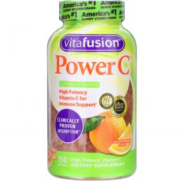 VitaFusion, Power C, поддержка иммунной системы, натуральный вкус апельсина, 150 жевательных таблеток