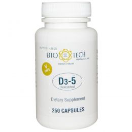 Bio Tech Pharmacal, Inc, D3-5 холекальциферол, 250 вегетарианских капсул