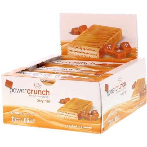 BNRG, Power Crunch Protein Energy Bar Original, Salted Caramel, 12 Bars, 1.4 oz (40 g) Each