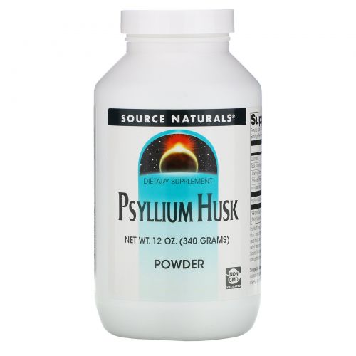 Source Naturals, Порошок из шелухи оболочек семян подорожника (Psyllium Husk Powder), 12 унций (340 г)