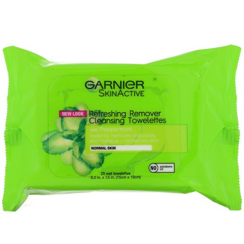 Garnier, SkinActive, освежающие очищающие салфетки для снятия макияжа, 25 влажных салфеток