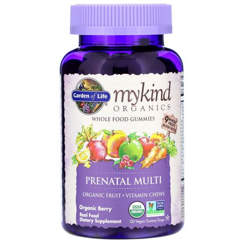 Garden of Life, Mykind Organics, Prenatal Multi, Organic Berry, 120 Gummy Drops