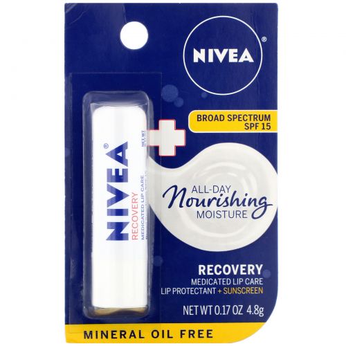 Nivea, A Kiss of Recovery, Medicated Lip Care, SPF 15, 0.17 oz