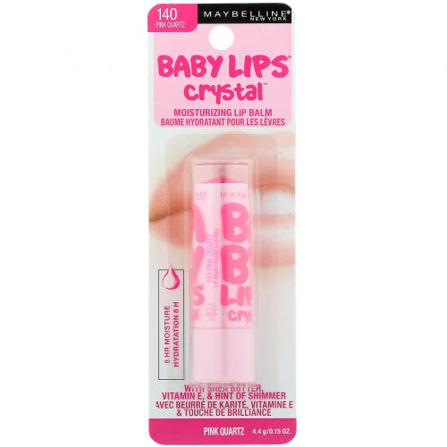 Maybelline, Baby Lips Crystal, увлажняющий бальзам для губ, розовый кварц 140, 4,4 г