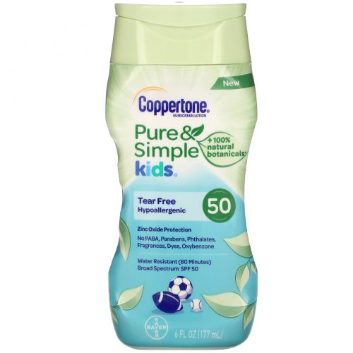 Coppertone, Kids, Pure & Simple, Sunscreen Lotion, SPF 50, 6 fl oz (177 ml)