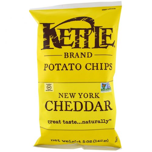 Kettle Foods, Картофельные чипсы, New York Cheddar, 5 унций (142 г)