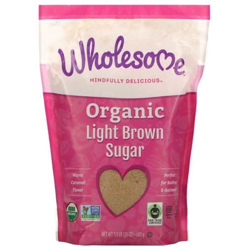 Wholesome Sweeteners, Inc., Органический легкий коричневый сахар, 1.5 фунта (680 г)