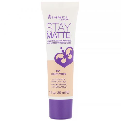 Rimmel London, Жидкий тональный мусс Stay Matte, оттенок 091 слоновая кость (светлый), 30 мл