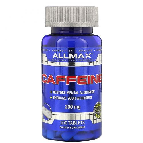ALLMAX Nutrition, 100% Pure Caffeine + Easy-To-Cut in Half Pill, 200 mg, 100 Tablets