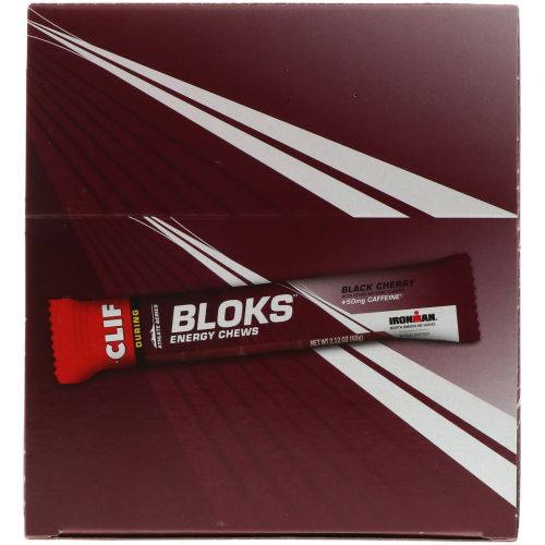 Clif Bar, Жевательные леденцы Shot Bloks Energy, вкус черемухи + кофеин, 18 пакетиков по 60 г