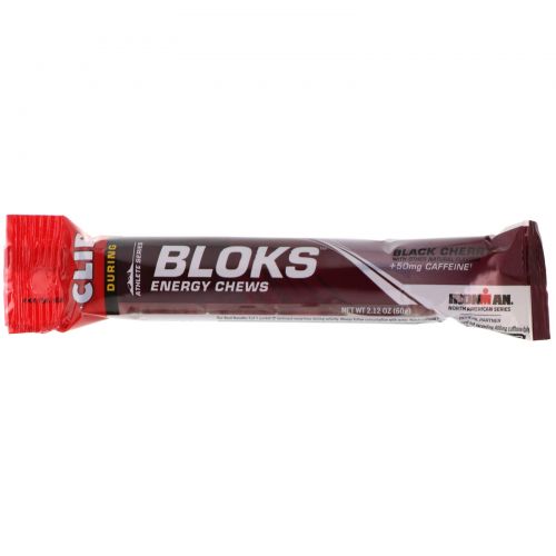 Clif Bar, Жевательные леденцы Shot Bloks Energy, вкус черемухи + кофеин, 18 пакетиков по 60 г