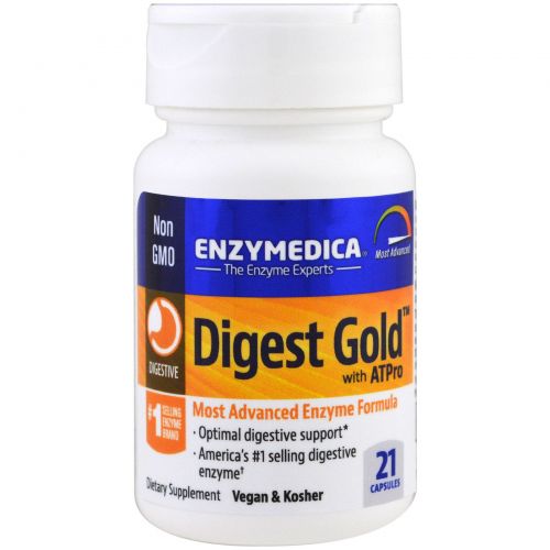 Enzymedica, Digest Gold с ATPro, добавка с пищеварительными ферментами, 21 капсула