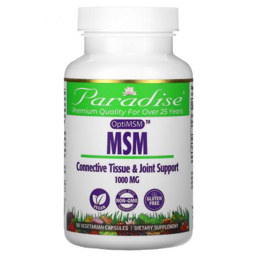 Paradise Herbs, MSM, OptiMSM, 1000 мг, 90 капсул в растительной оболочке