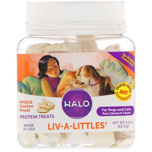 Halo, Liv-A-Littles, Protein Treats, Whole Chicken Breast, For Dogs & Cats, 2.2 oz (62.3 g)