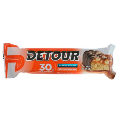 Detour, Батончики из сывороточного белка со вкусом карамели и арахиса, 12 батончиков по 3 унции (85 г) каждый
