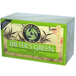 Triple Leaf Tea, Dieter's Green, травяной чай, декофеинизированный, 20 чайных пакетиков, 1.4 унций (40 г)