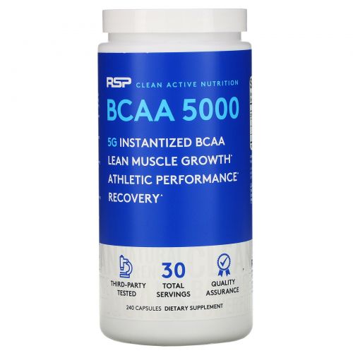 RSP Nutrition, BCAA 5000, 5,000 mg, 240 Capsules