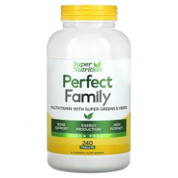 Super Nutrition, Perfect Family, мультивитамины для энергии, не содержат железа, 240 вегетарианских пищевых таблеток