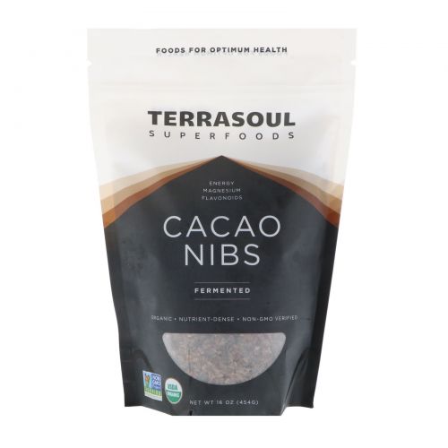 Terrasoul Superfoods, Кусочки какао-бобов, ферментированные, 16 унц. (454 г)