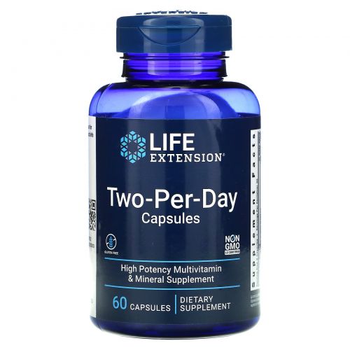 Life Extension, мультивитамины для приема два раза в день, 60 капсул