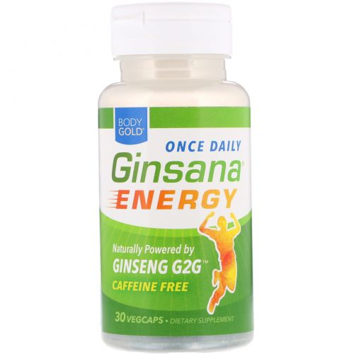 BodyGold, Ginsana Energy, Caffeine Free, 30 VegCaps